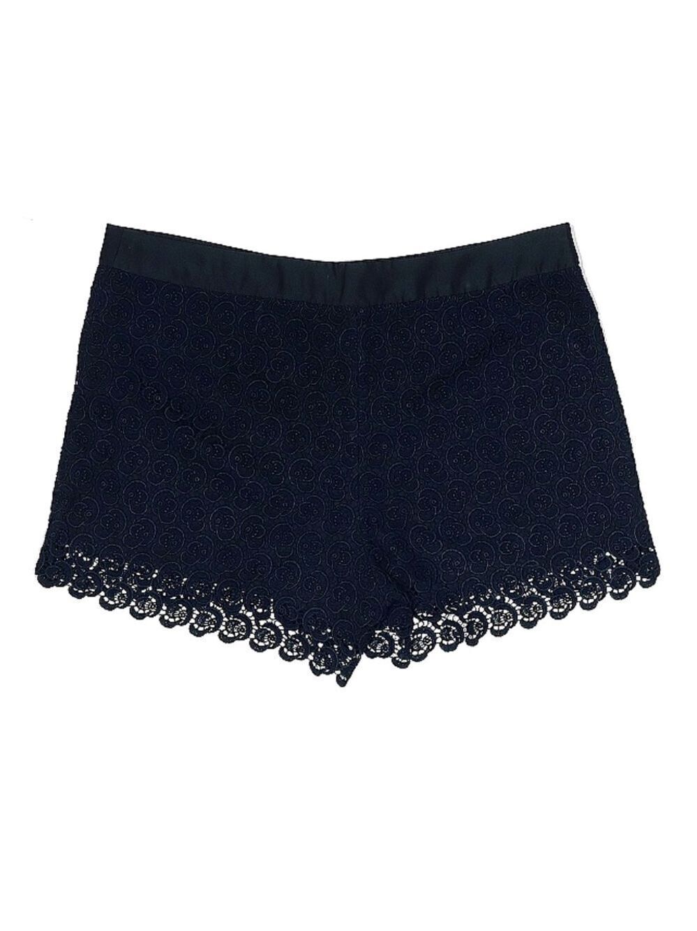 Club Monaco size 8 Crochet Mid Rise Dress Shorts Navy Blue